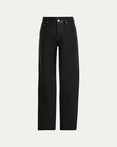 Purple Men's Stretch Leather Skinny Pants In Black