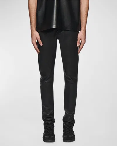 Purple Men's Stretch Leather Skinny Pants In Black