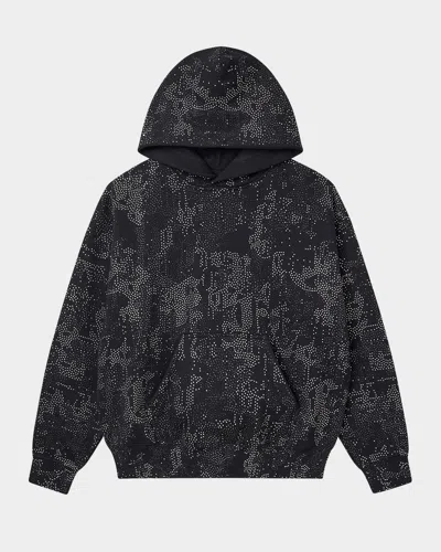 Purple Men's Studded Gothic Camo Hoodie In Black