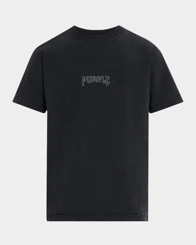 Purple Men's Studded Logo Jersey T-shirt In Black