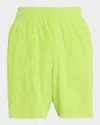 Purple Men's Terry Toweling Pull-on Shorts In Green