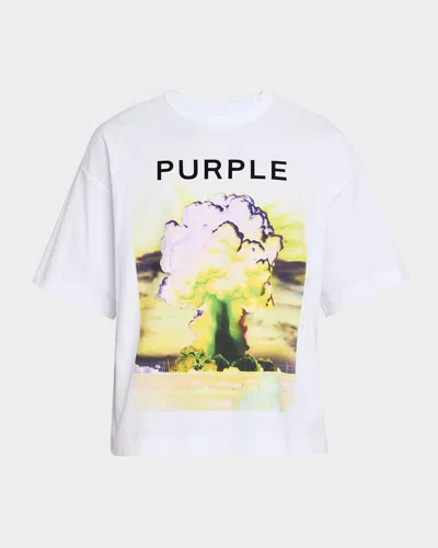 Purple Men's Textured Jersey Explosion Logo Graphic T-shirt In Multi