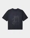 Purple Men's Textured Jersey Monogram Crewneck T-shirt In Blue