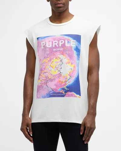 Purple Men's Textured Jersey Sleeveless T-shirt