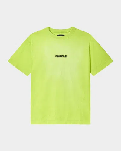 Purple Men's Textured Logo Cotton Jersey Tee In Green