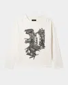 Purple Men's Waffle Knit Nail Graphic Long-sleeve T-shirt In White