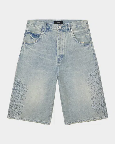 Purple Monogram Embossed Cotton Shorts In