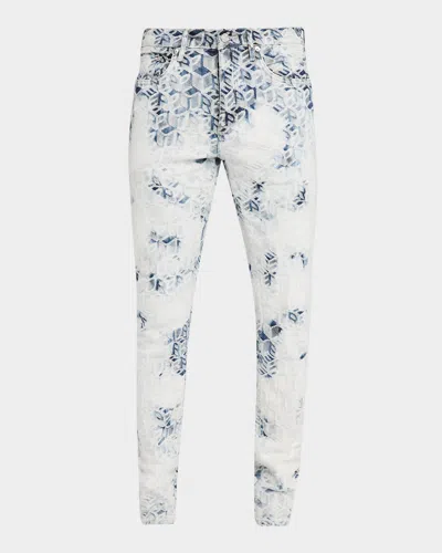 Purple Monogram Jacquard Stretch Skinny Jeans In Blue
