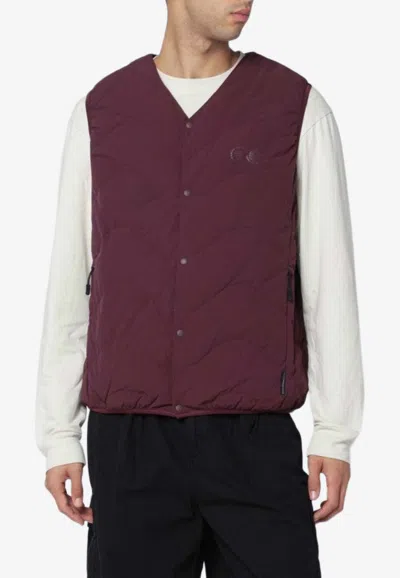Purple Mountain Observatory Quilted Nylon Vest In Burgundy