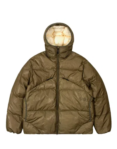 Purple Mountain Observatory Shield Puffer Jacket With Barnacle Mesh In Brown
