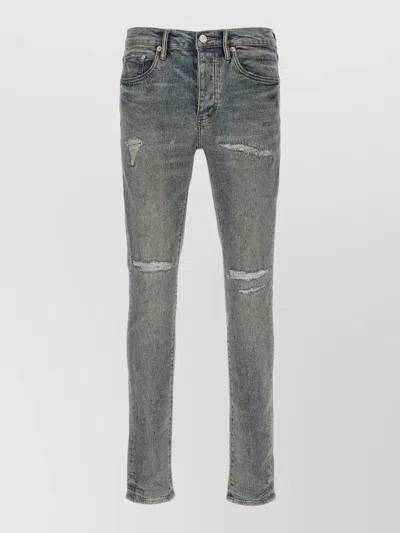 Purple P001 Vintage Denim Jeans Five Pocket Belt In Gray