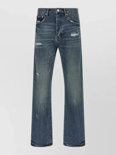 Purple P011 Denim Jeans Distressed Faded Wash In Blue