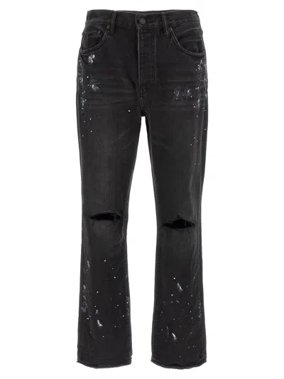 Purple 'p011 Knee Slit Paint' Jeans In Gray