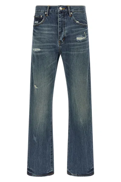 Purple P011 Denim Jeans Distressed Faded Wash In Blue