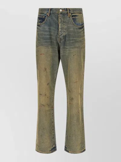 Purple P011 Repair Denim Jeans Distressed Design In Green