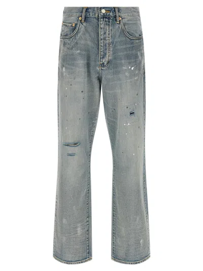 Purple P011 Vintage Slash Paint Denim Jeans In Blue