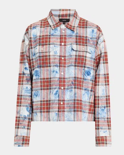 Purple Plaid Embellished Cotton Shirt In Black