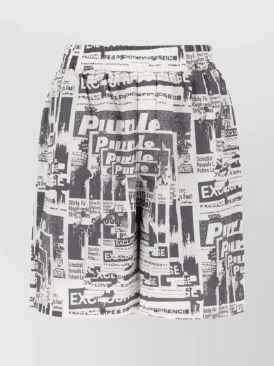 Purple Printed Lyocell Bermuda Shorts In Black