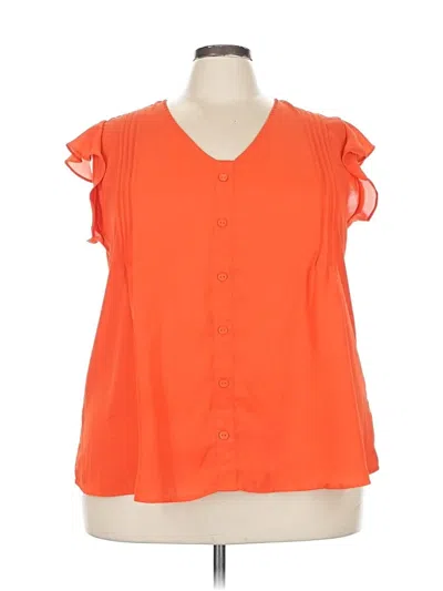 Pre-owned Purple Rain Short Sleeve Blouse In Orange
