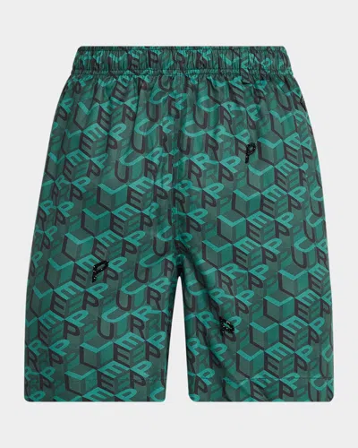 Purple Resort Monogram Elasticized Shorts In Green