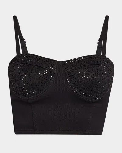 Purple Rhinestone Corset In Black
