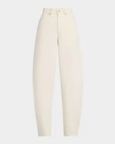 Purple Rhinestone-embellished Barrel Jeans In Off White