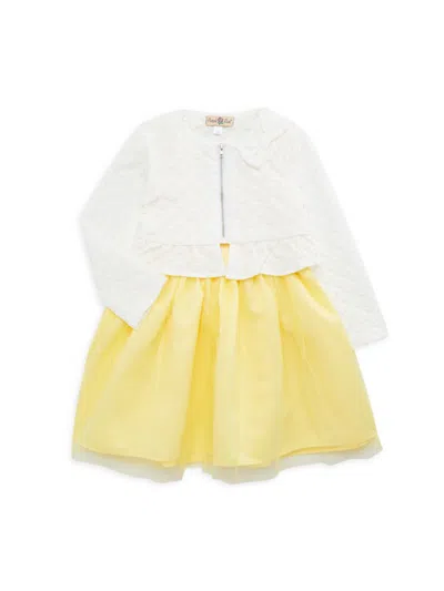 Purple Rose Baby Girl's 2-piece Dress & Zip Jacket Set In White Yellow