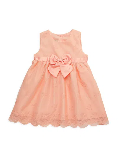 Purple Rose Baby Girl's Floral Bow Dress In Peach