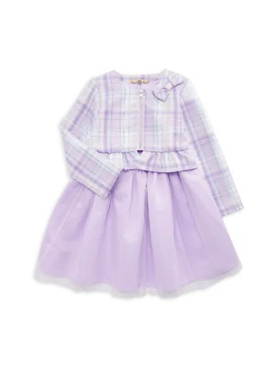 Purple Rose Kids' Little Girl's 2-piece Plaid Jacket & Dress Set In Lilac