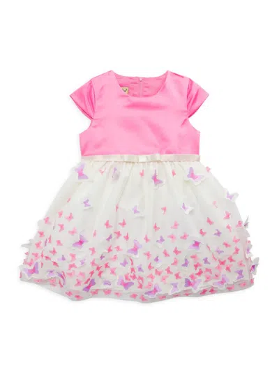 Purple Rose Babies' Little Girl's Butterfly Print Dress In Pink