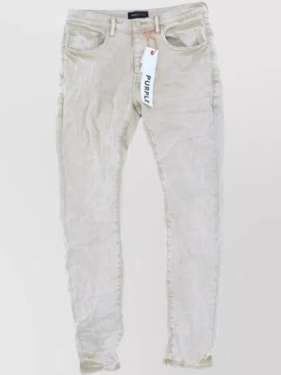 Purple Skinny Trousers Back Patch In White