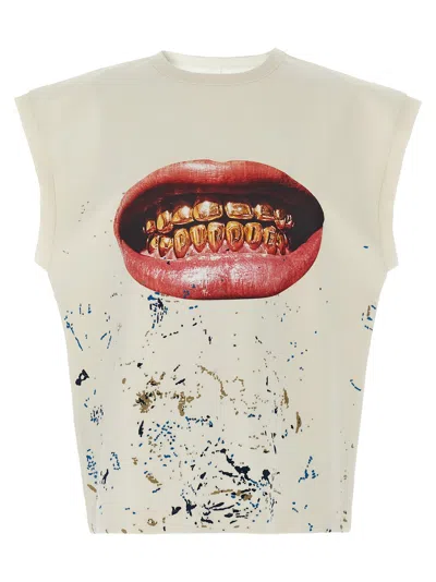 Purple 'smile' Tank Top In White