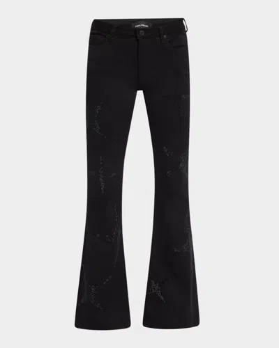 Purple Star Flare Jeans In Black