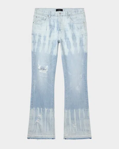 Purple Tie Dye Distressed Mid-rise Flared Jeans In Multi
