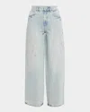 Purple Wide-leg Baggy Paint Jeans In Lt Indigo