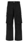 Purple Cargo Trousers With Wide Leg And Pockets In Black