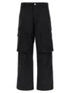 Purple Cargo Trousers With Wide Leg And Pockets In Black
