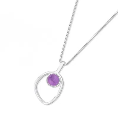 Purplee Store Women's Amethyst Birthstone Necklace - Sterling Silver In Multi