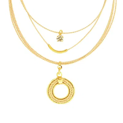 Purplee Store Women's Gold Nireya: Buriti Fiber Statement Necklace & Chrysoprase