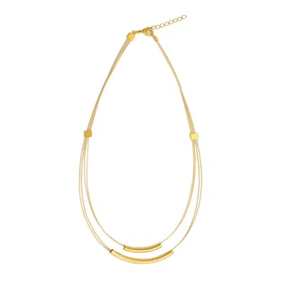 Purplee Store Women's Handcrafted Buriti Minimalist Double-layer Necklace With Gold