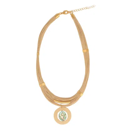 Purplee Store Women's Handcrafted Buriti Serelis Necklace With Abalone & Gold