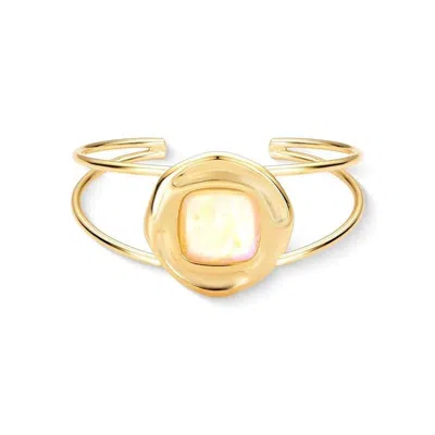 Purplee Store Women's Natural Opal Bracelet  Gold Plated - Nautilus Design Handcrafted Jewelry