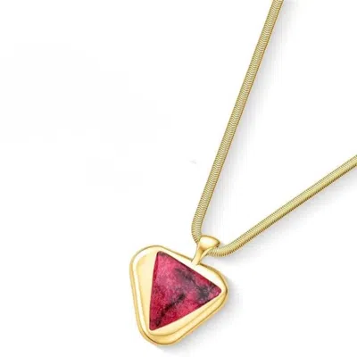 Purplee Store Women's Red Luxury Gold Plated Pendant Necklace With Genuine Rhodonite – Icon Eclipse