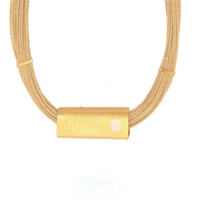 Purplee Store Women's White Handcrafted Buriti Orvellia Necklace With Natural Mother Of Pearl Stone & Gold