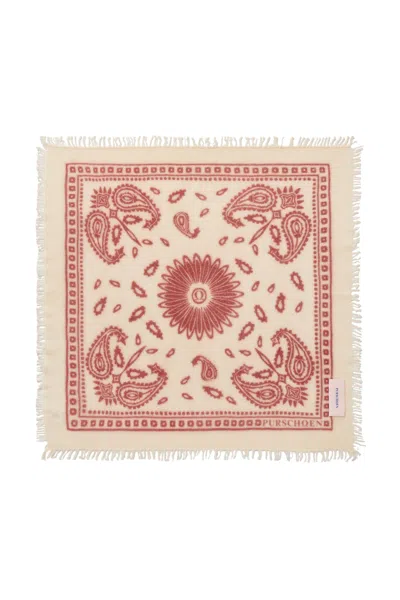 Purschoen Women's Bandana Scarf White-rose Dark
