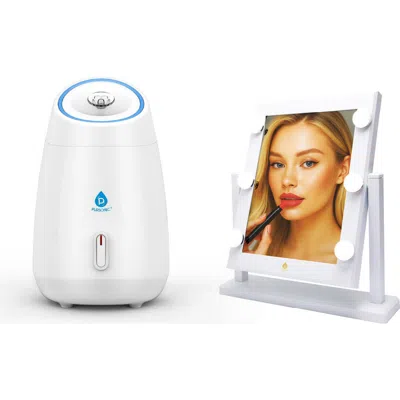 Pursonic 14" Led Vanity Mirror & Facial Steamer Duo In White