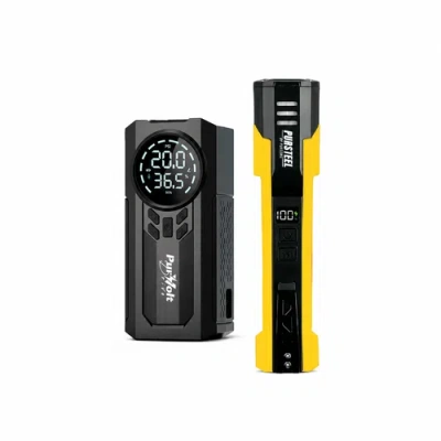 Pursonic 2-in-1 Jump Starter, Tire Inflator & Ultrabright Rechargeable Flashlight In Black