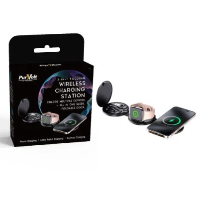 Pursonic 5-in-1 Folding Wireless Charging Station In Black