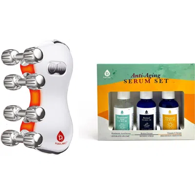 Pursonic 5-in-1 Led Light Therapy Skin Roller Massager & Anti-aging Serum Set In Multi