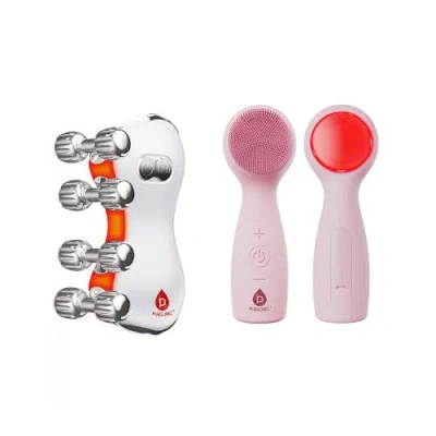 Pursonic 5-in-1 Skin Roller Massager With Led Light Therapy & 3-in-1 Facial Cleansing Device With 7  In Multi